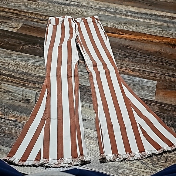 Saints & Hearts flare leg jeans, size medium, brown/copper & white stripes - Picture 5 of 5